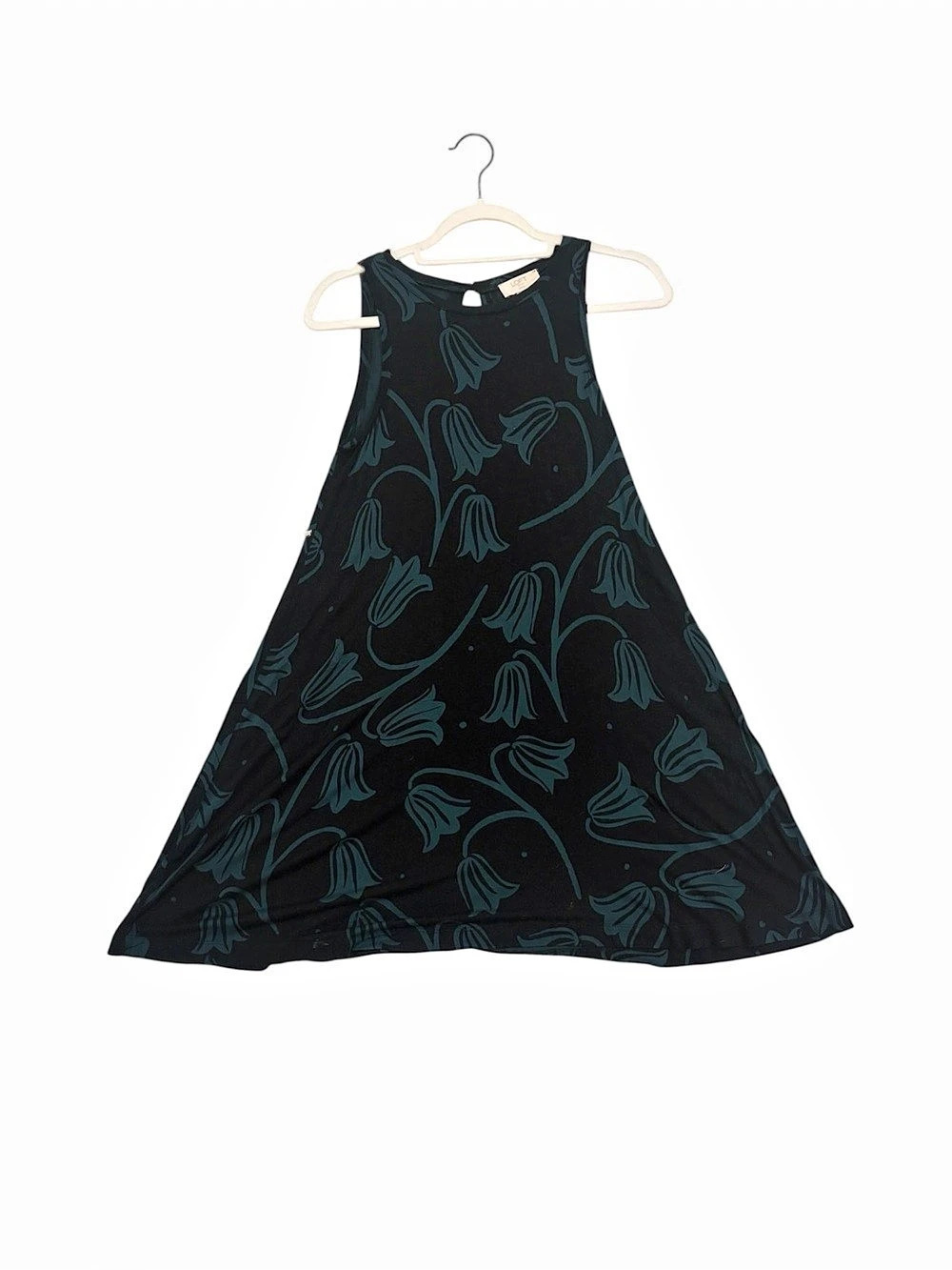 LOFT Floral Mini Dress Black & Green petite Size XS